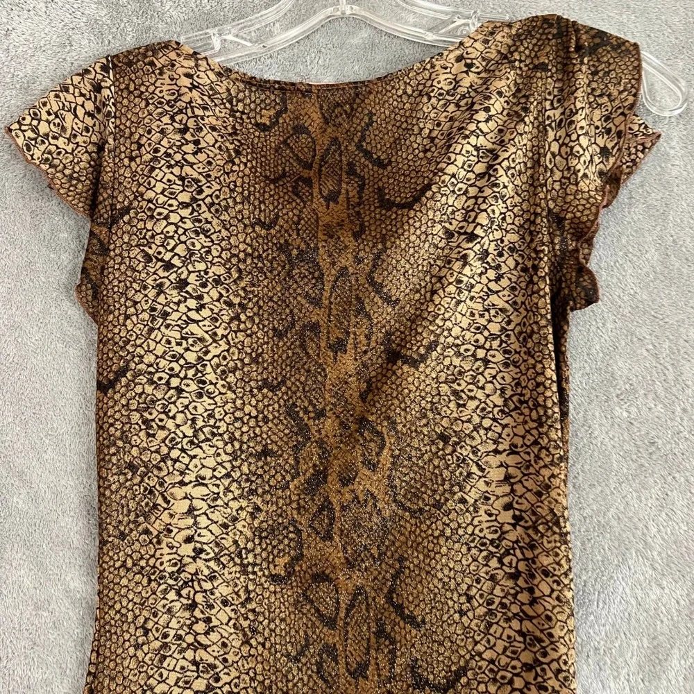Vintage Y2K Forever 21 Top Womens S/M Cowl Neck Snake Print Flutter Sleeve